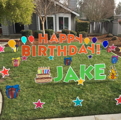 PP Tektura falista z tworzywa sztucznego Yard Letters Happy Birthday Coroplast Sign Letters With Stakes